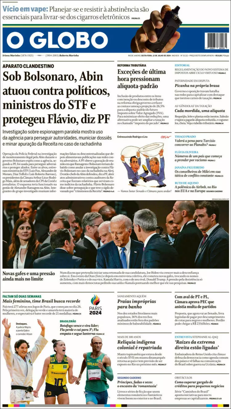 Prima-pagina-oglobo-edizione-di-oggi-2024-07-12