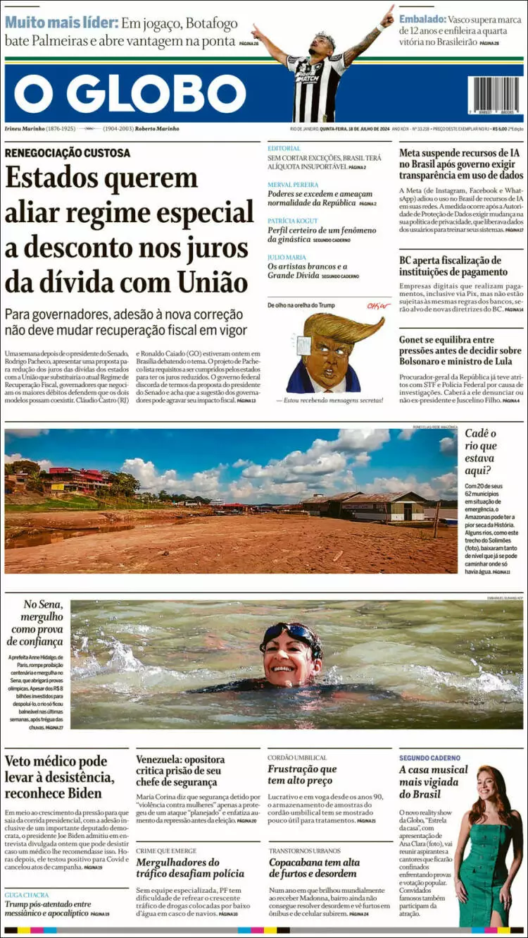 Prima-pagina-oglobo-edizione-di-oggi-2024-07-18