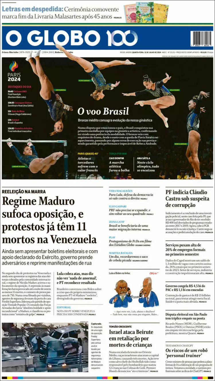 Prima-pagina-oglobo-edizione-di-oggi-2024-07-31