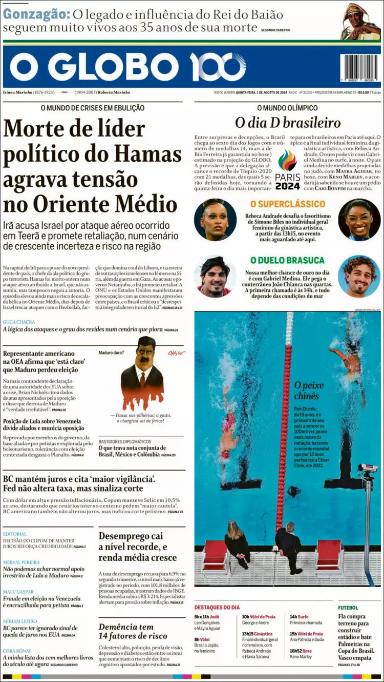 Prima-pagina-oglobo-edizione-di-oggi-2024-08-01