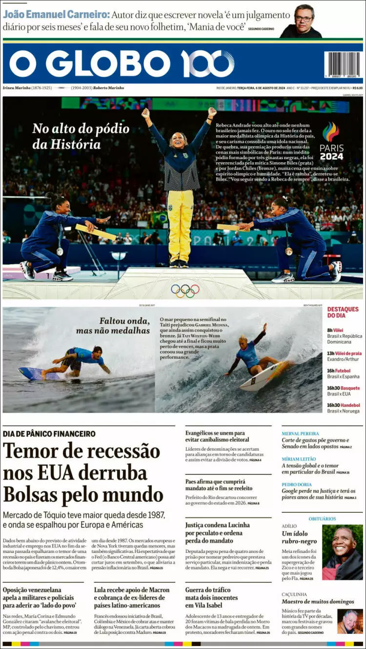 Prima-pagina-oglobo-edizione-di-oggi-2024-08-06