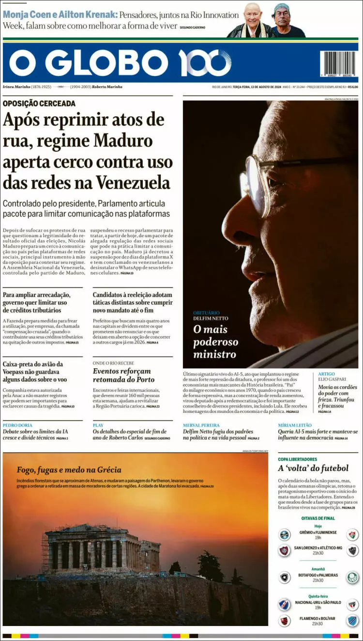 Prima-pagina-oglobo-edizione-di-oggi-2024-08-13