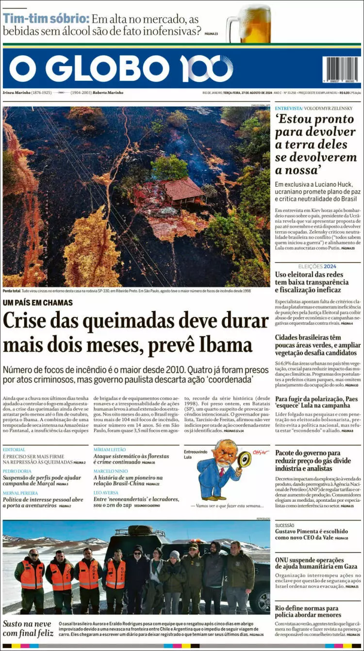 Prima-pagina-oglobo-edizione-di-oggi-2024-08-27