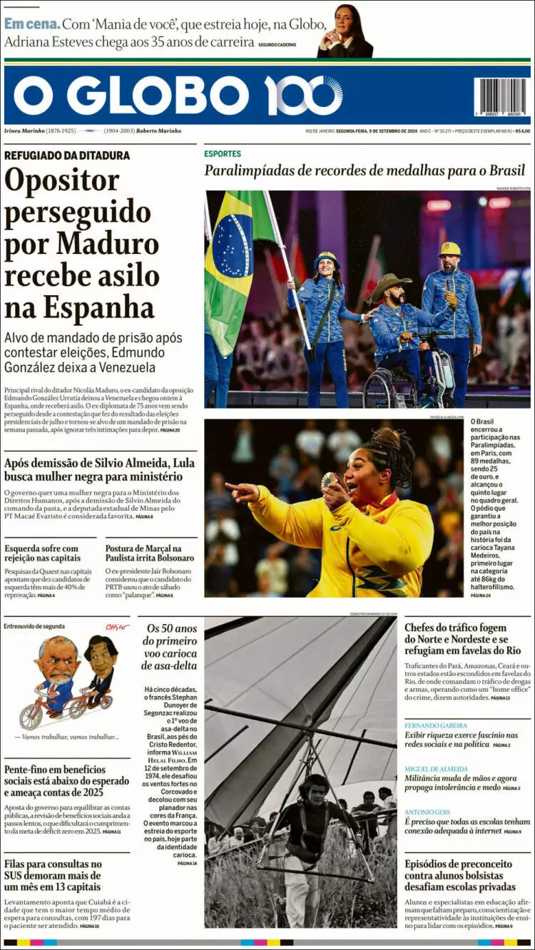 Prima-pagina-oglobo-edizione-di-oggi-2024-09-09