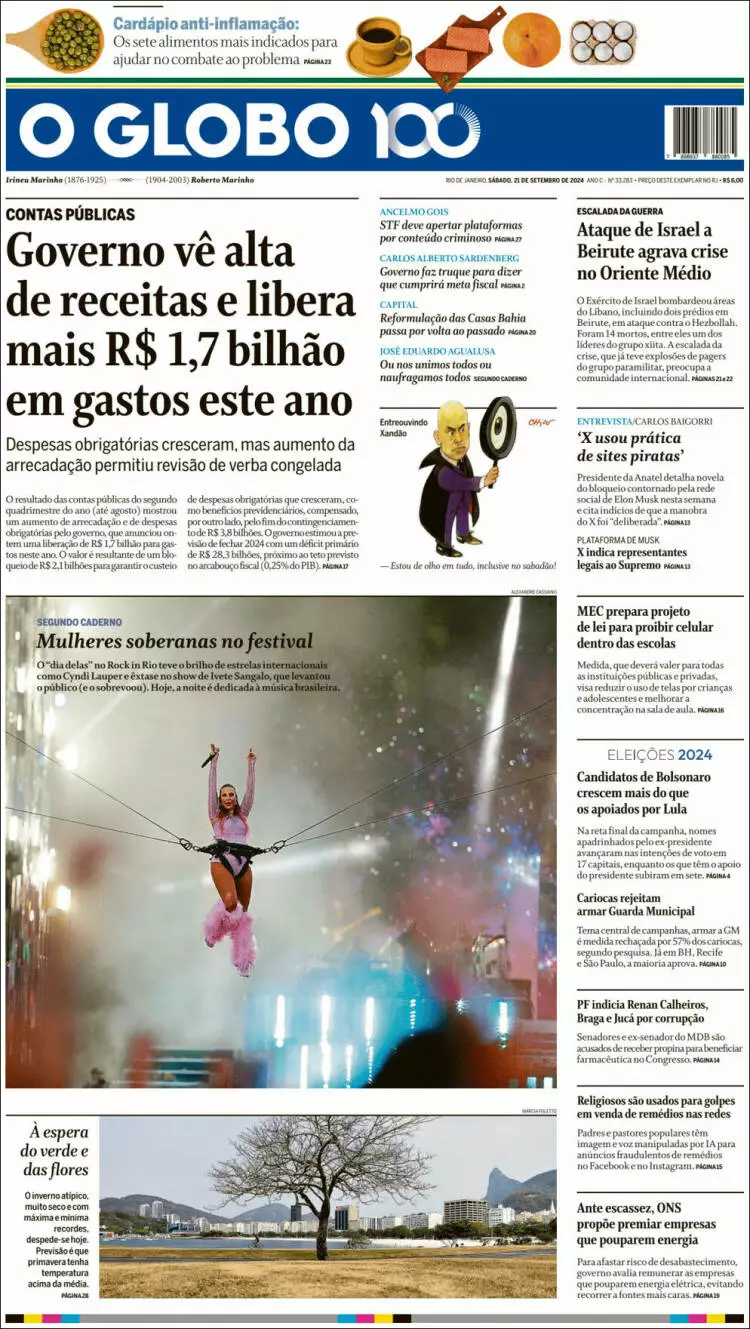 Prima-pagina-oglobo-edizione-di-oggi-2024-09-21