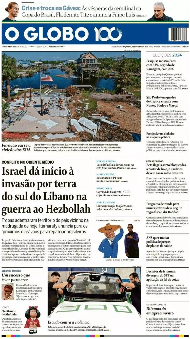 Prima-pagina-oglobo-edizione-di-oggi-2024-10-01