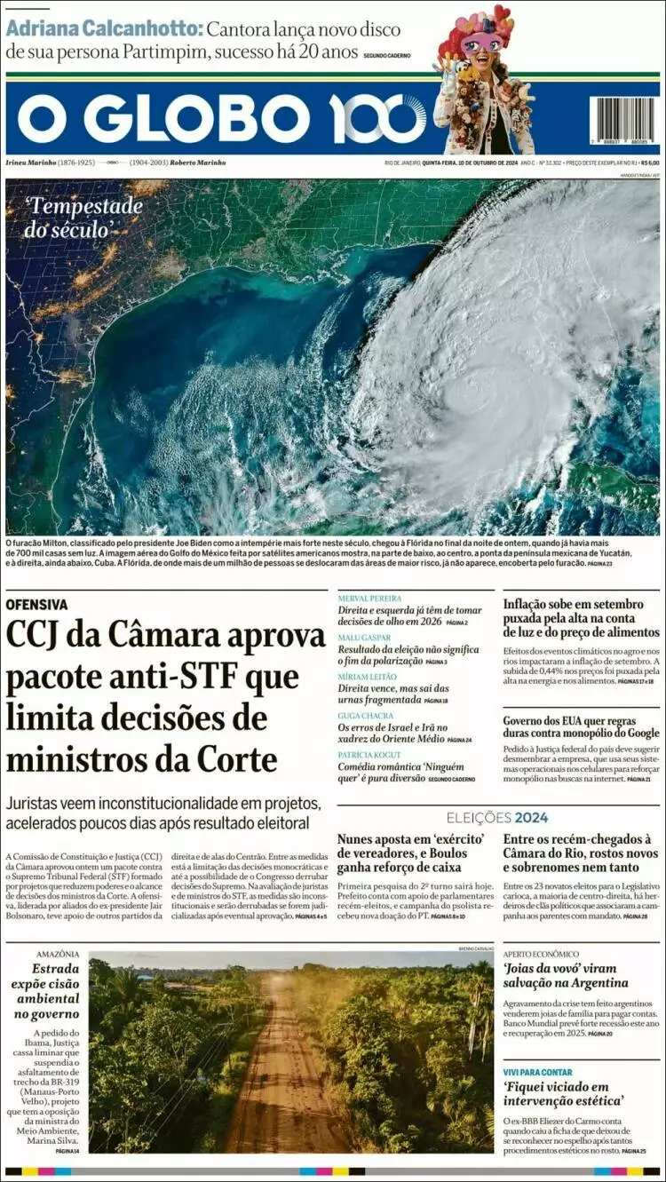 Prima-pagina-oglobo-edizione-di-oggi-2024-10-10