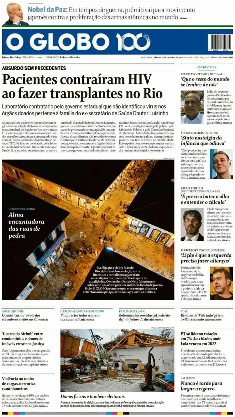 Prima-pagina-oglobo-edizione-di-oggi-2024-10-12