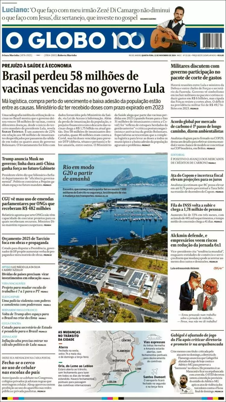 Prima-pagina-oglobo-edizione-di-oggi-2024-11-13