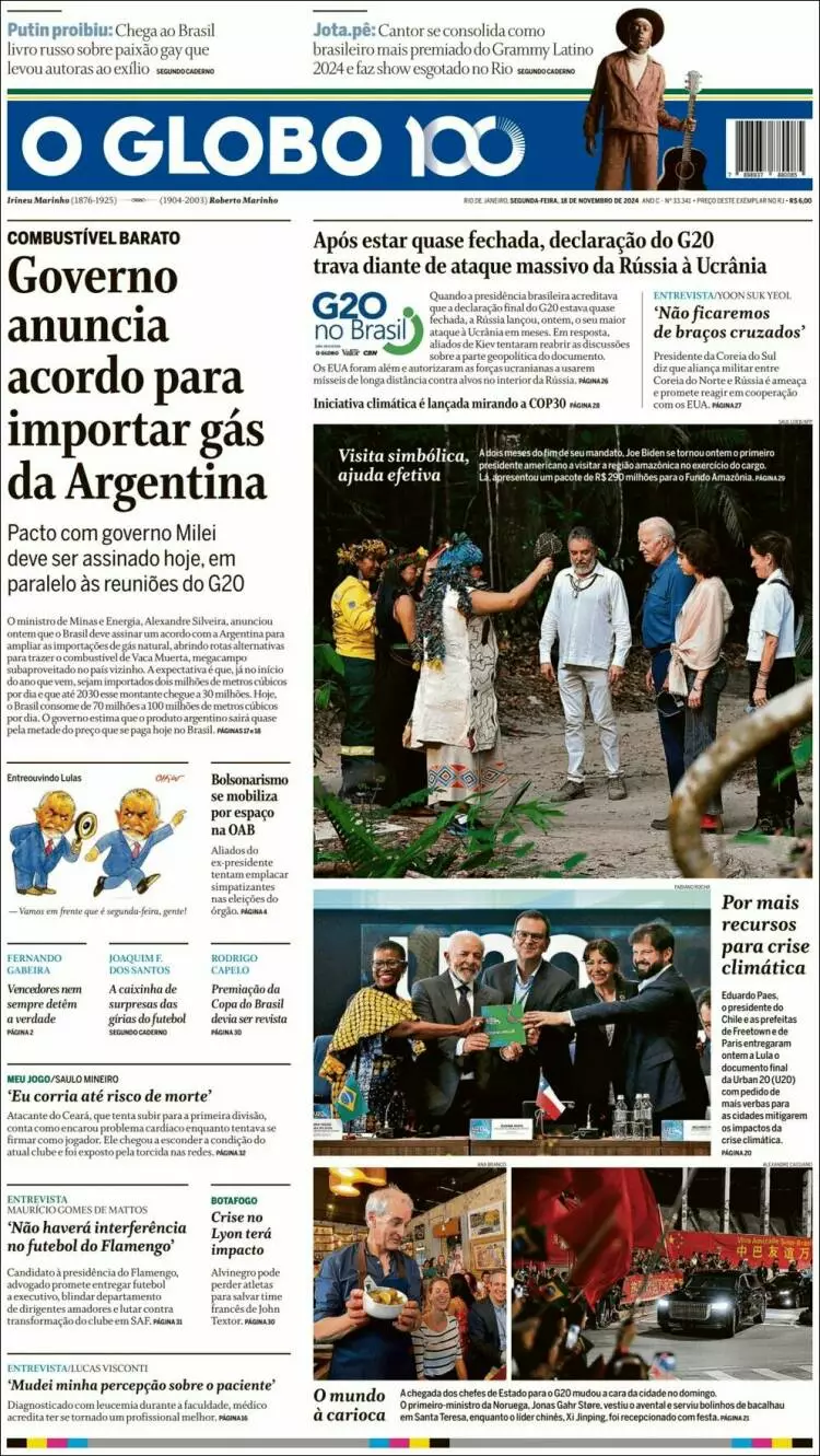 Prima-pagina-oglobo-edizione-di-oggi-2024-11-18