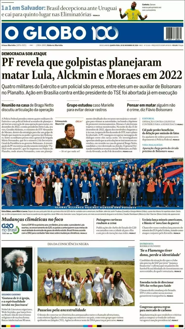 Prima-pagina-oglobo-edizione-di-oggi-2024-11-20