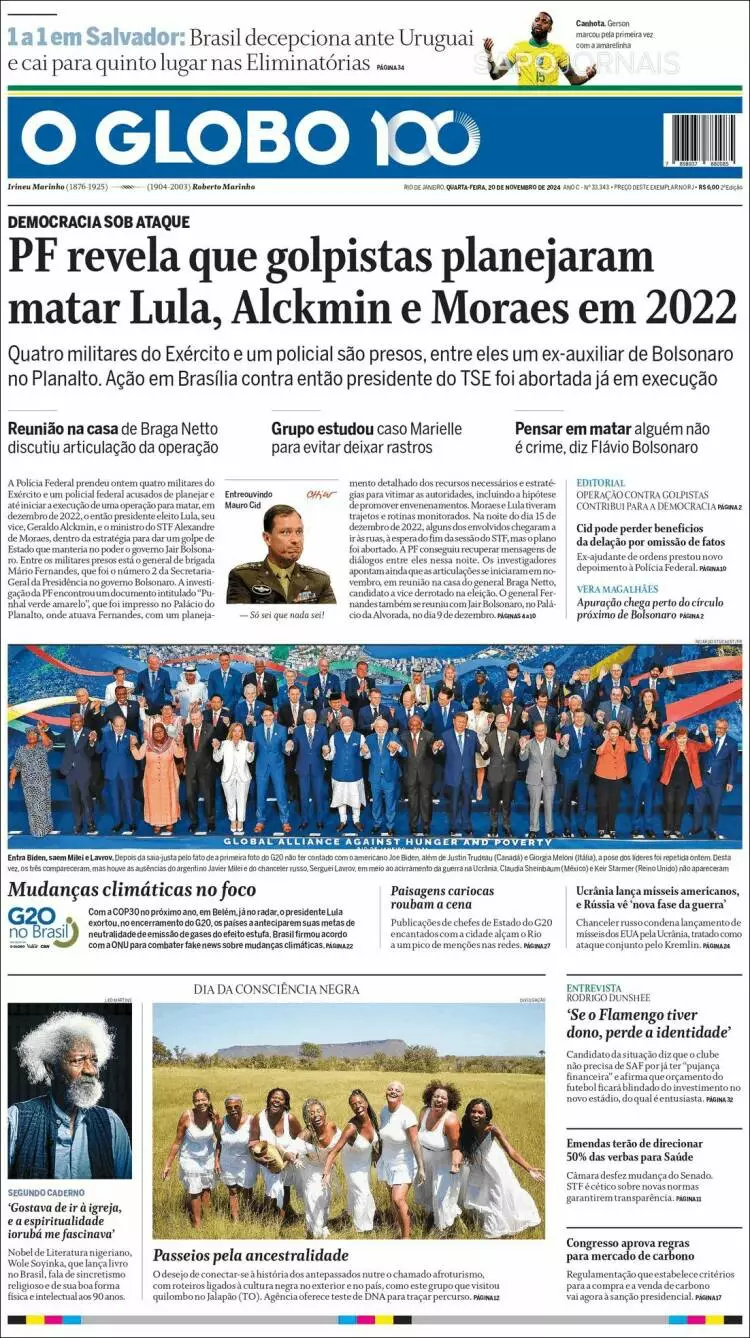 Prima-pagina-oglobo-edizione-di-oggi-2024-11-22