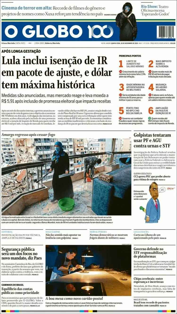 Prima-pagina-oglobo-edizione-di-oggi-2024-11-28