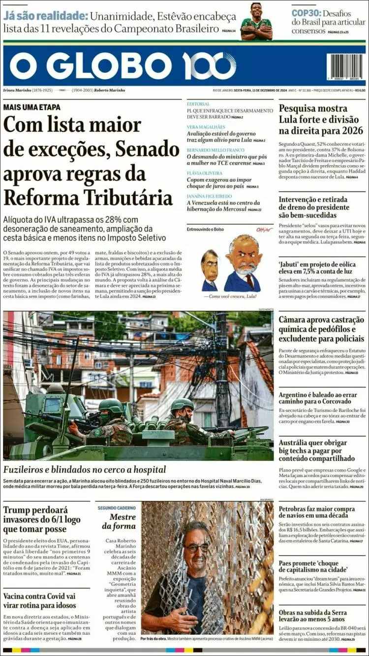 Prima-pagina-oglobo-edizione-di-oggi-2024-12-13