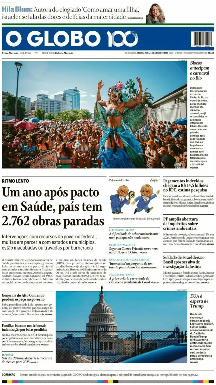 Prima-pagina-oglobo-edizione-di-oggi-2025-01-06