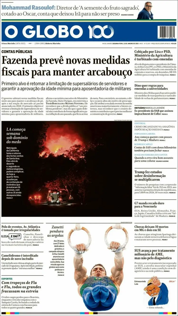 Prima-pagina-oglobo-edizione-di-oggi-2025-01-13