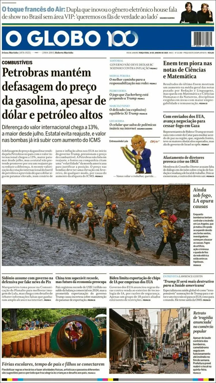 Prima-pagina-oglobo-edizione-di-oggi-2025-01-14