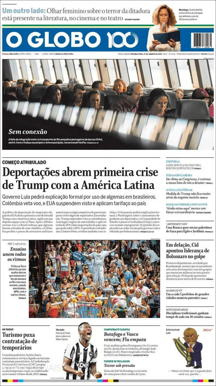 Prima-pagina-oglobo-edizione-di-oggi-2025-01-27