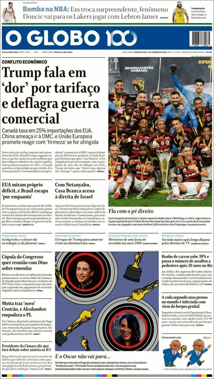 Prima-pagina-oglobo-edizione-di-oggi-2025-02-03