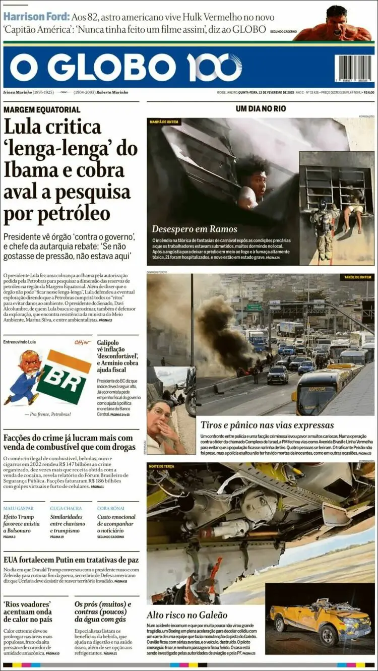 Prima-pagina-oglobo-edizione-di-oggi-2025-02-13