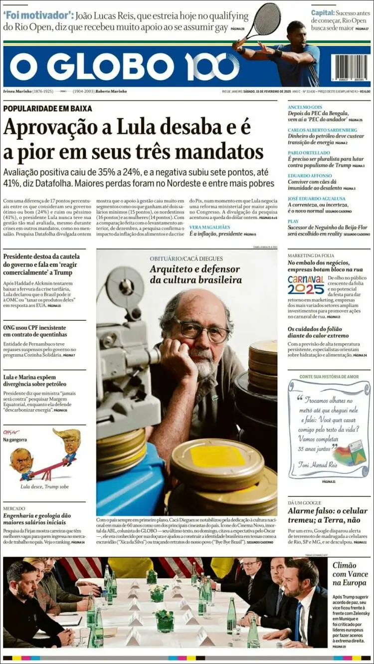 Prima-pagina-oglobo-edizione-di-oggi-2025-02-15