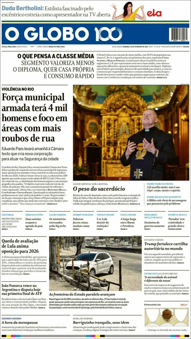 Prima-pagina-oglobo-edizione-di-oggi-2025-02-16