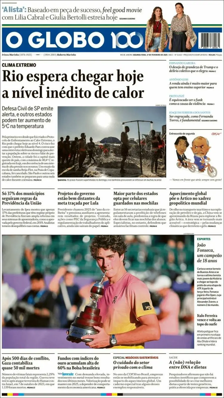 Prima-pagina-oglobo-edizione-di-oggi-2025-02-17