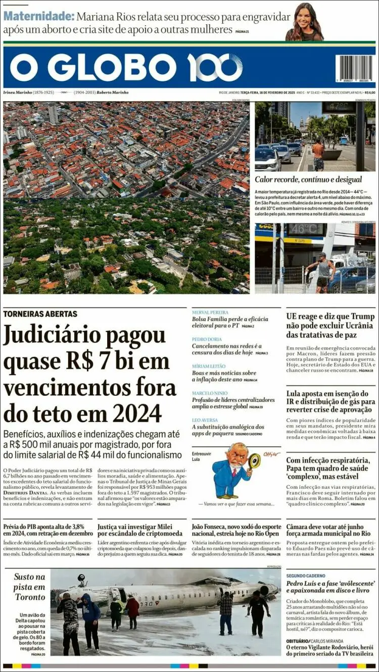 Prima-pagina-oglobo-edizione-di-oggi-2025-02-18