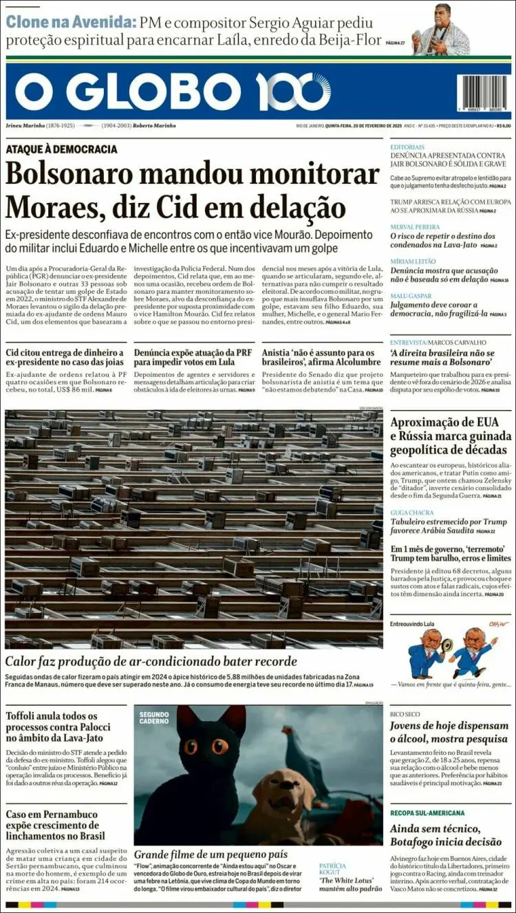 Prima-pagina-oglobo-edizione-di-oggi-2025-02-20