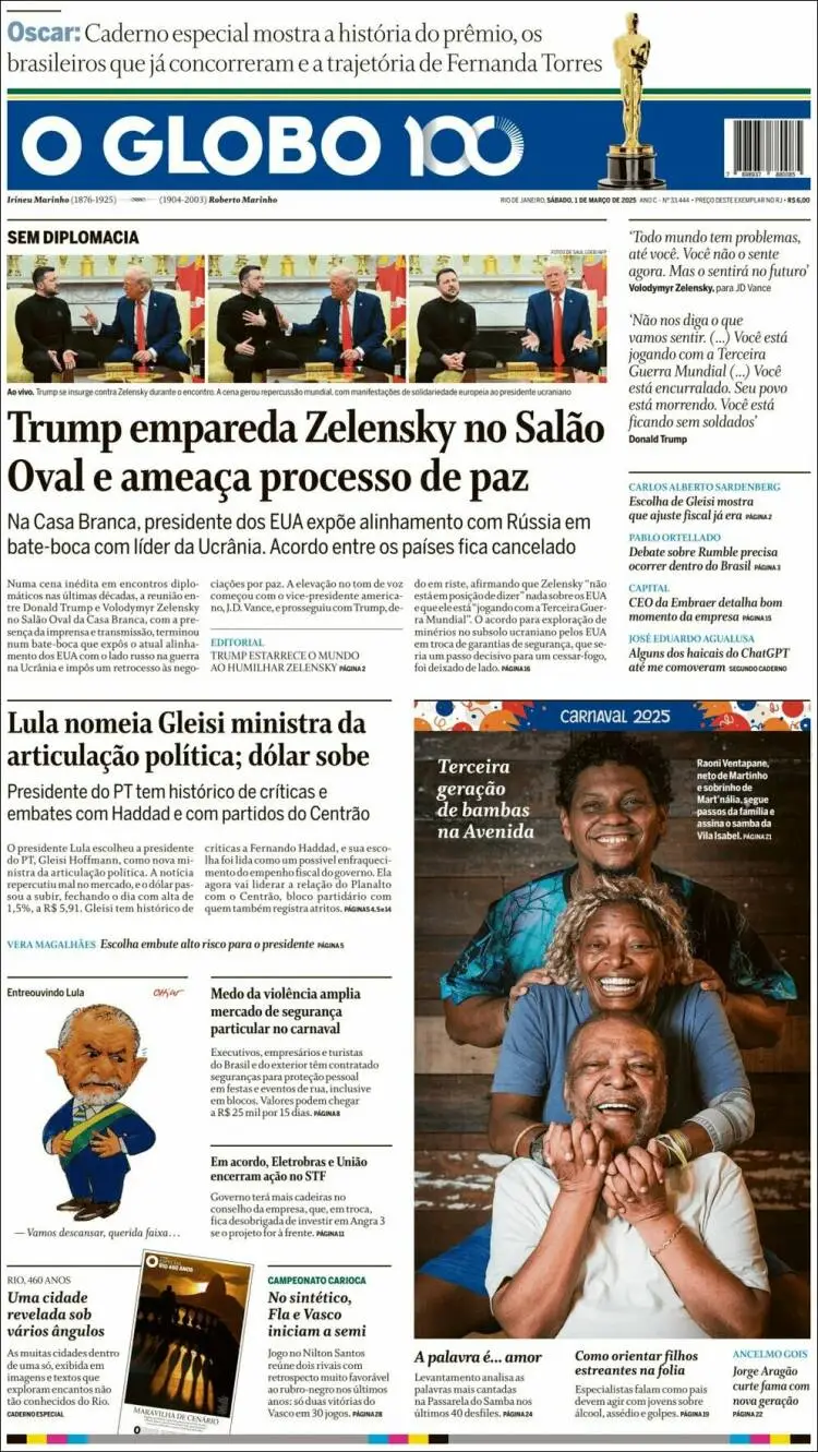 Prima-pagina-oglobo-edizione-di-oggi-2025-03-01