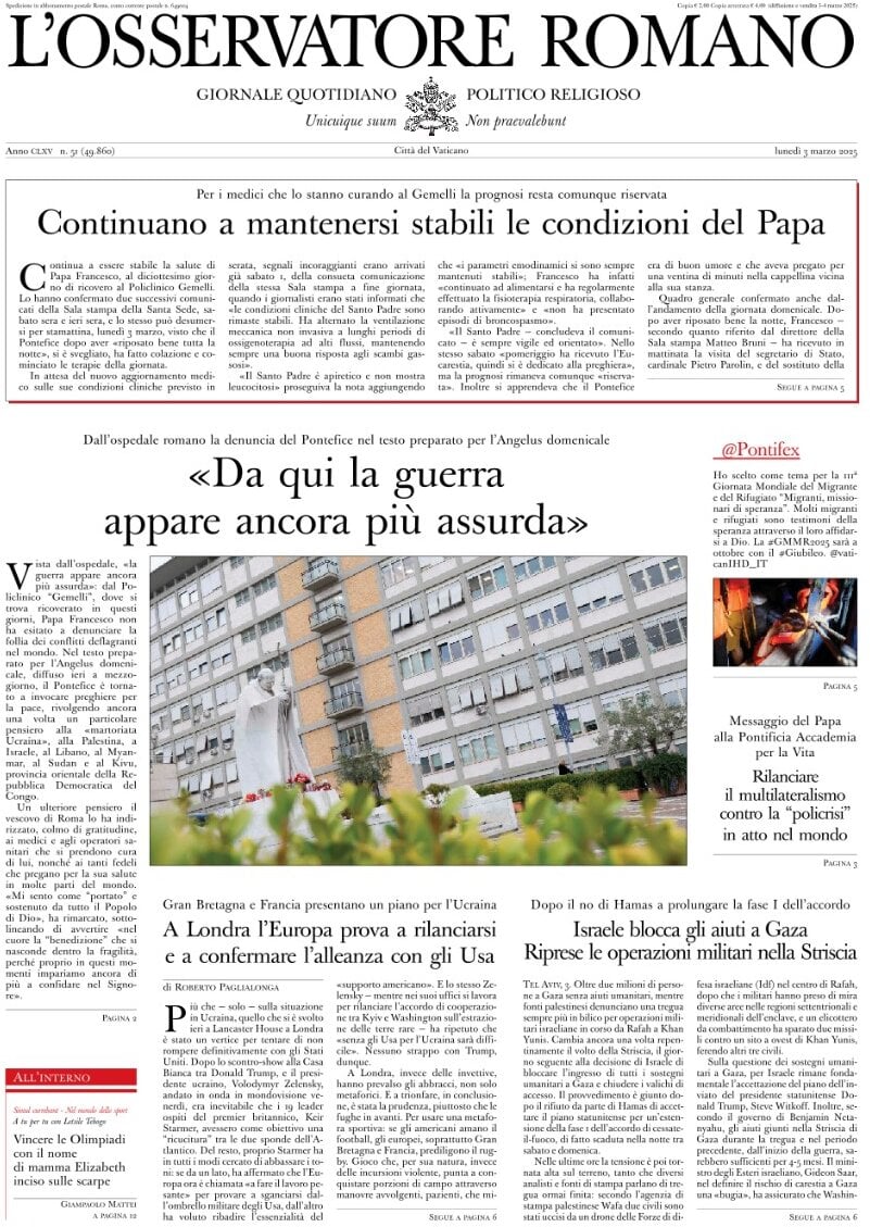 Prima-pagina-orservatore-romano-edizione-di-oggi-03-03-2025