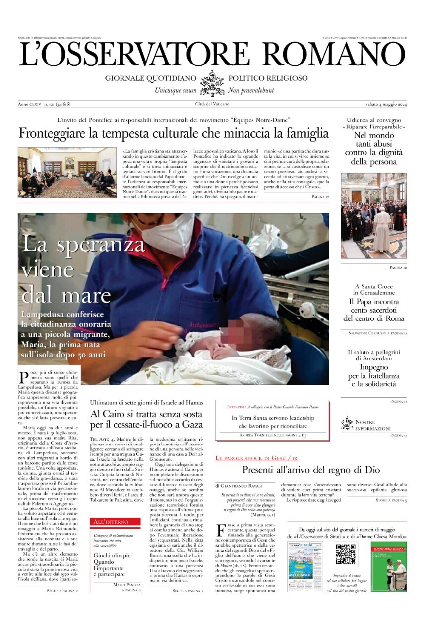 Prima-pagina-orservatore-romano-edizione-di-oggi-04-05-2024