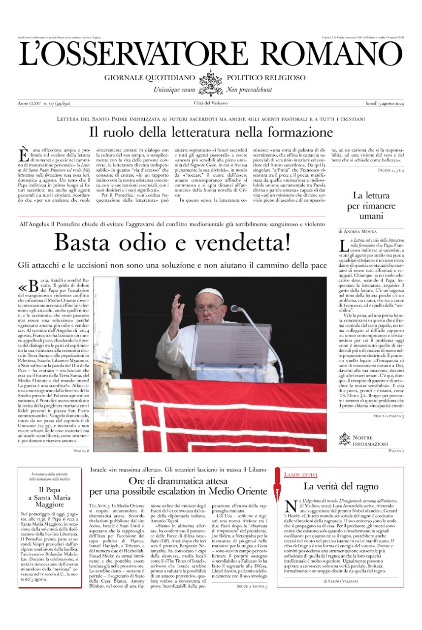 Prima-pagina-orservatore-romano-edizione-di-oggi-05-08-2024