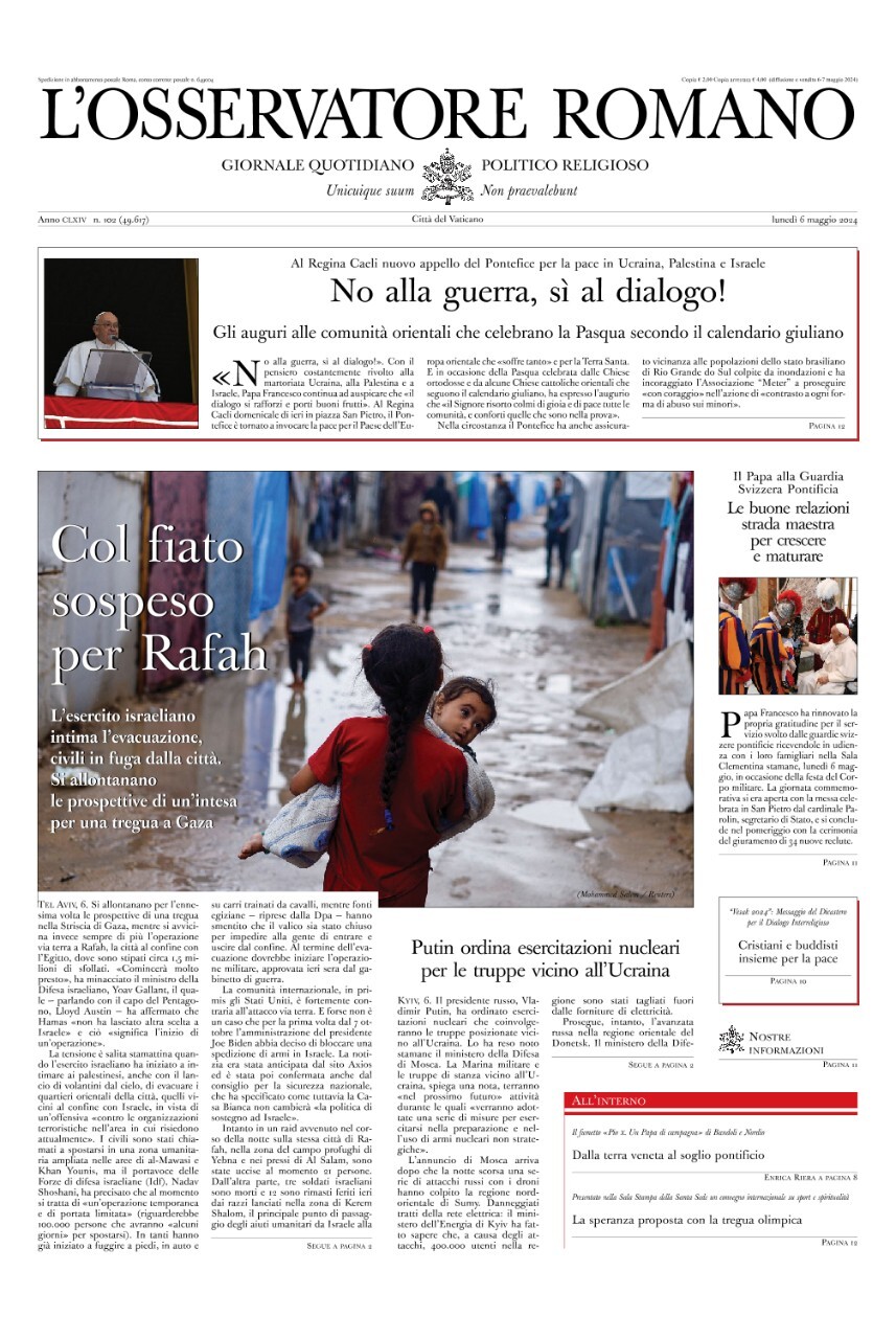 Prima-pagina-orservatore-romano-edizione-di-oggi-06-05-2024