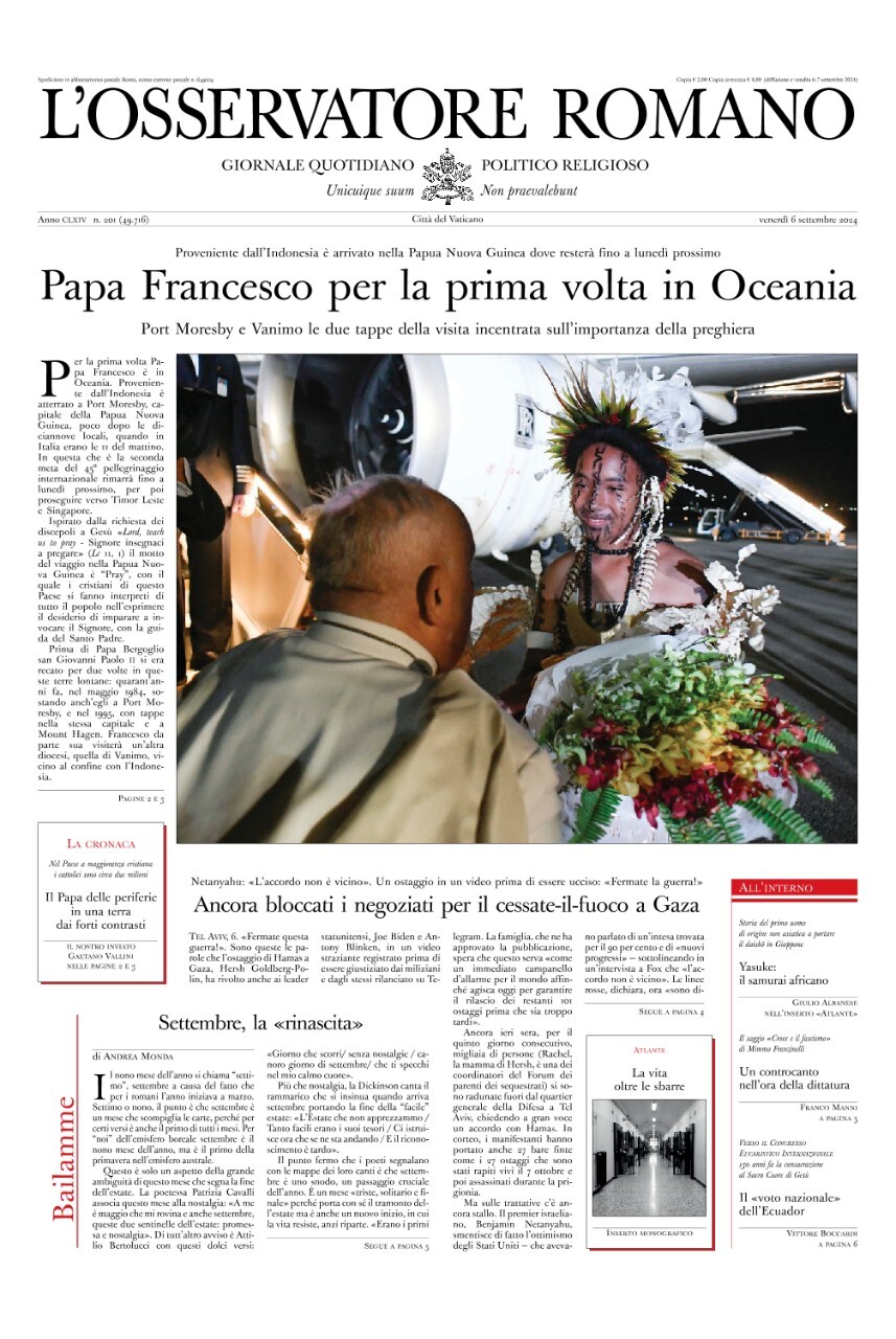 Prima-pagina-orservatore-romano-edizione-di-oggi-06-09-2024