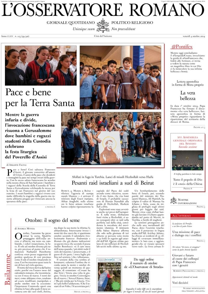 Prima-pagina-orservatore-romano-edizione-di-oggi-06-10-2024