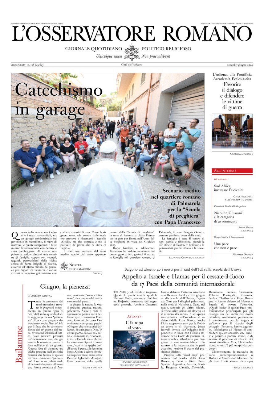 Prima-pagina-orservatore-romano-edizione-di-oggi-07-06-2024