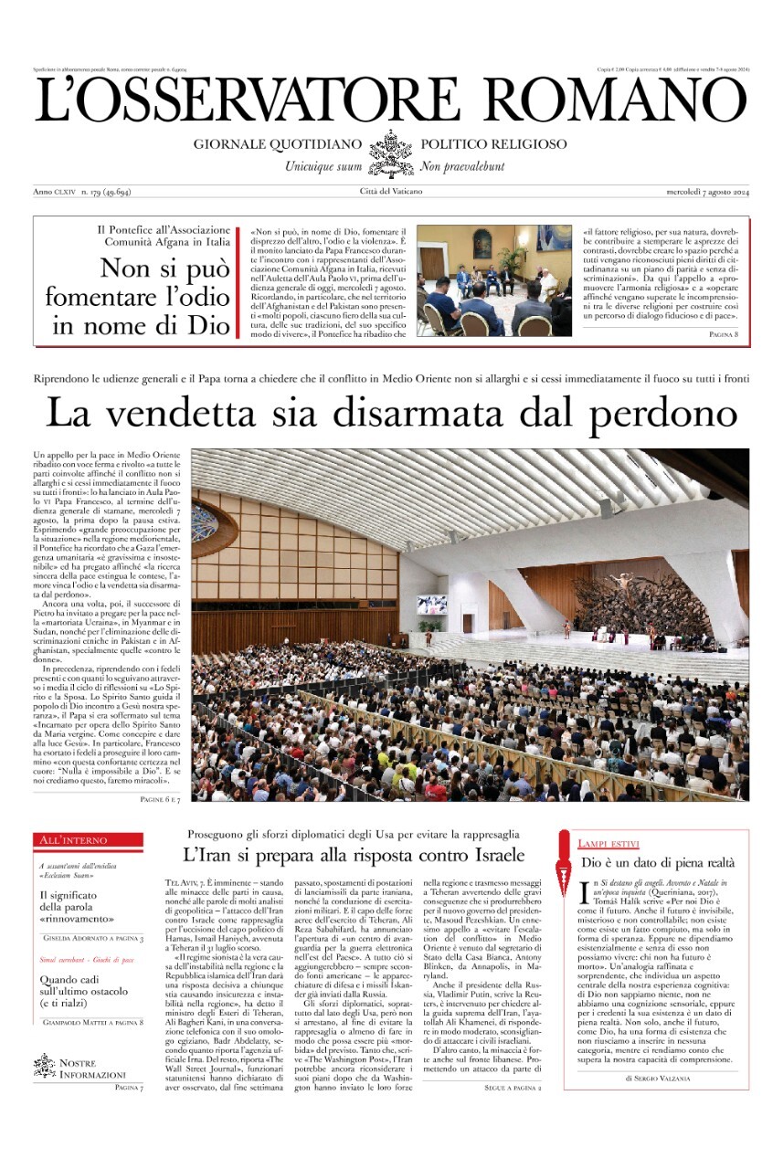 Prima-pagina-orservatore-romano-edizione-di-oggi-07-08-2024