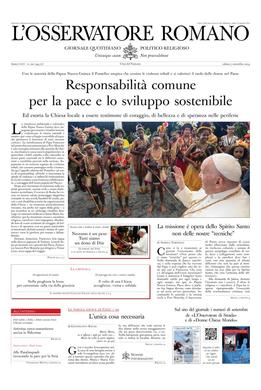 Prima-pagina-orservatore-romano-edizione-di-oggi-07-09-2024