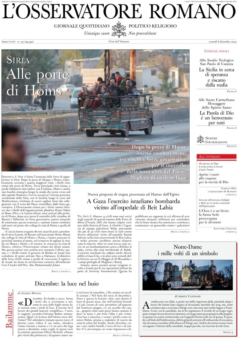 Prima-pagina-orservatore-romano-edizione-di-oggi-07-12-2024