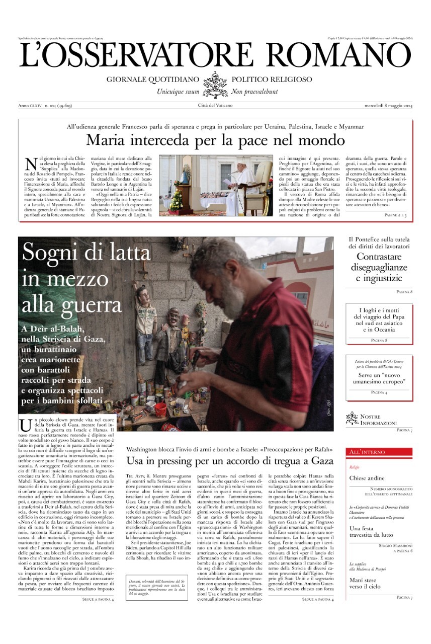 Prima-pagina-orservatore-romano-edizione-di-oggi-08-05-2024