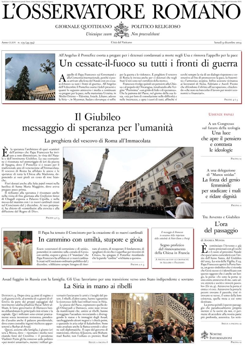 Prima-pagina-orservatore-romano-edizione-di-oggi-09-12-2024