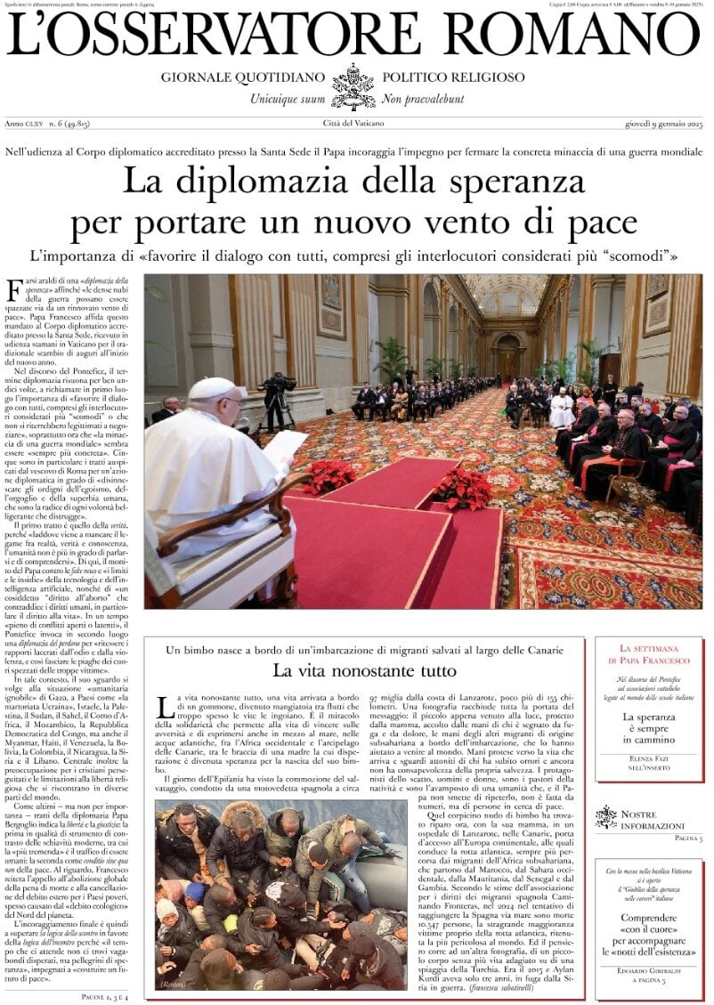 Prima-pagina-orservatore-romano-edizione-di-oggi-10-01-2025