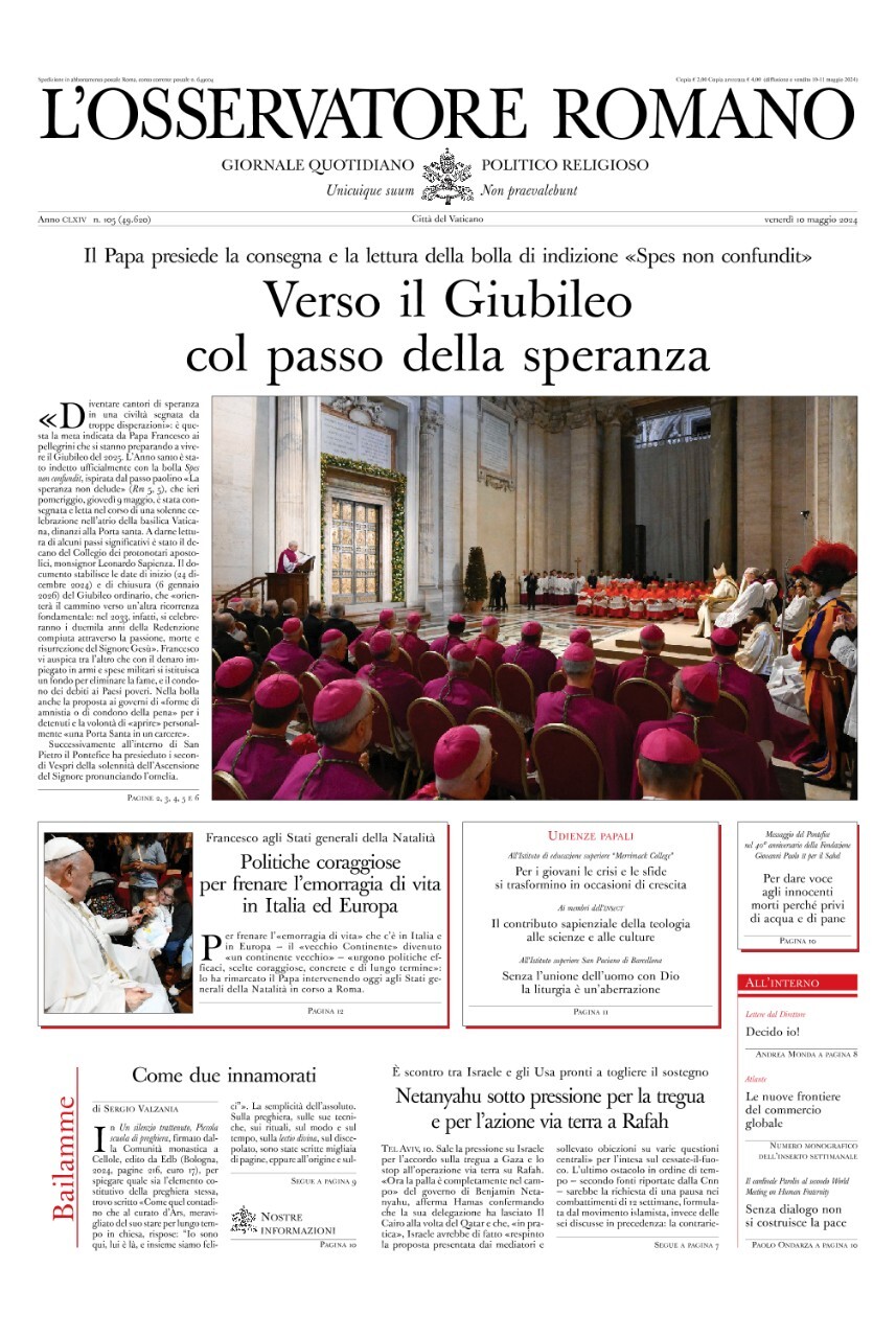 Prima-pagina-orservatore-romano-edizione-di-oggi-10-05-2024