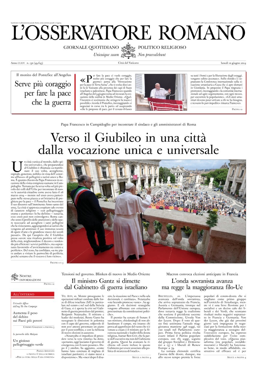 Prima-pagina-orservatore-romano-edizione-di-oggi-10-06-2024