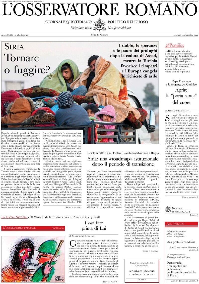 Prima-pagina-orservatore-romano-edizione-di-oggi-10-12-2024