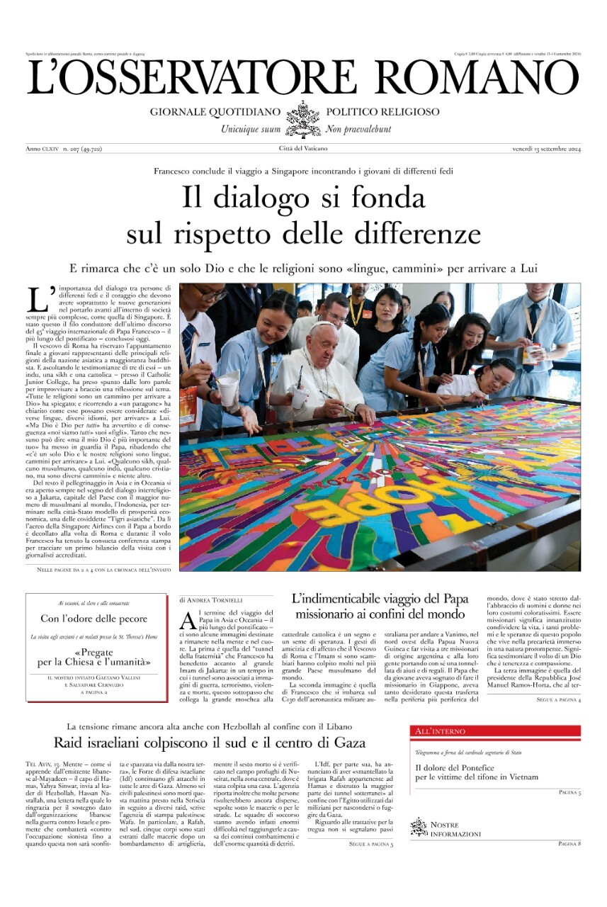 Prima-pagina-orservatore-romano-edizione-di-oggi-13-09-2024