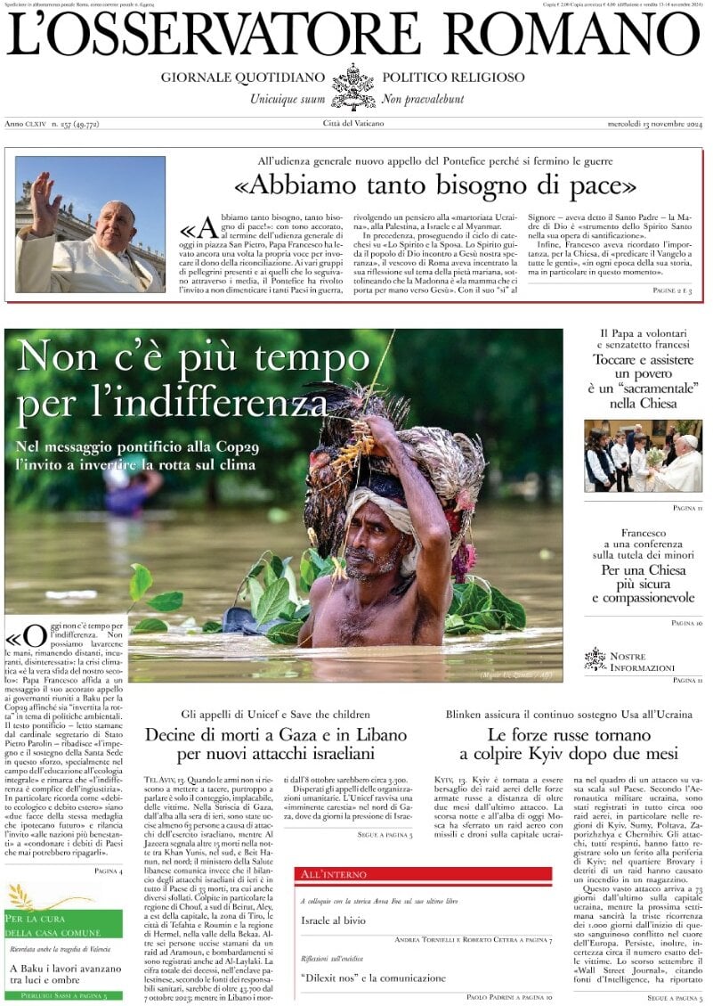 Prima-pagina-orservatore-romano-edizione-di-oggi-13-11-2024