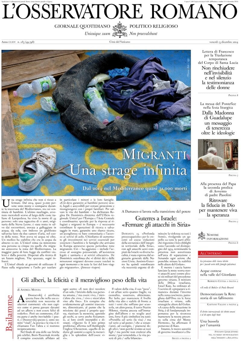 Prima-pagina-orservatore-romano-edizione-di-oggi-13-12-2024