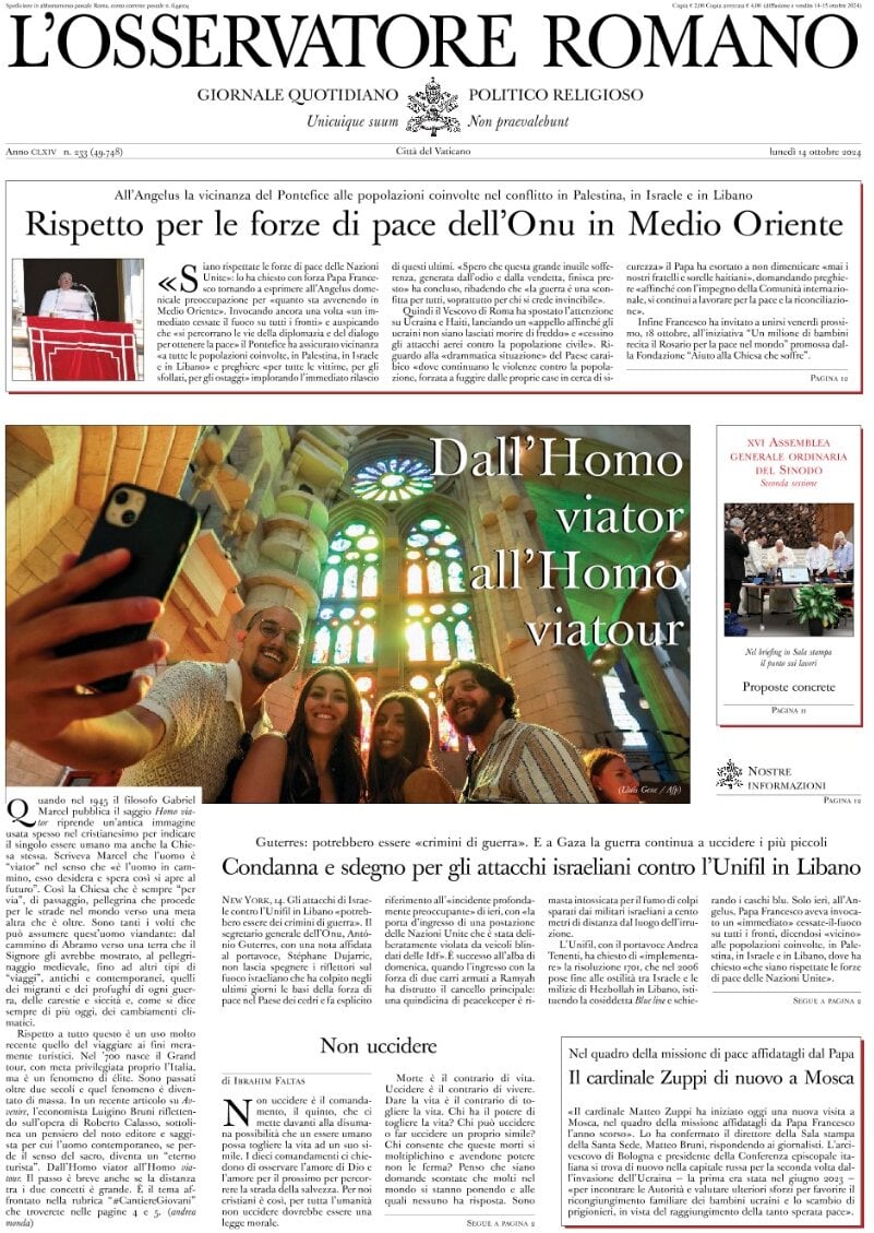 Prima-pagina-orservatore-romano-edizione-di-oggi-14-10-2024